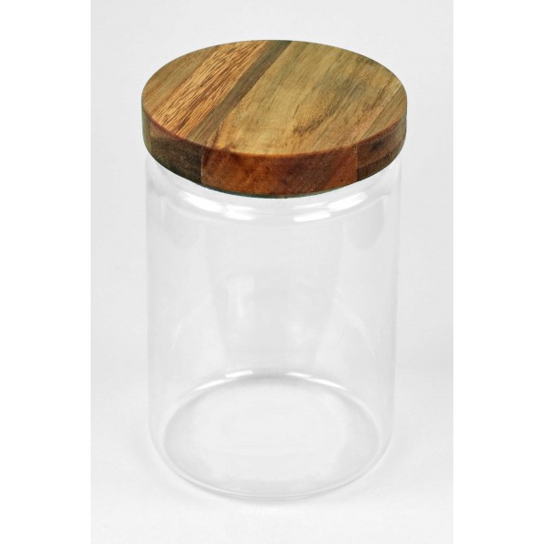 Pot avec couvercle en bois, verre, 350 ml